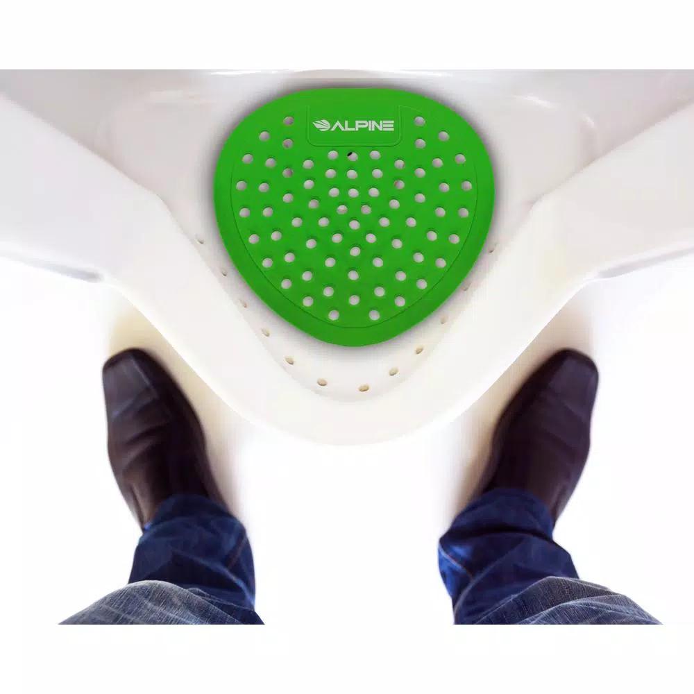 Alpine Industries Green Apple Flat Anti-Splash Urinal Screen, 10-Pack