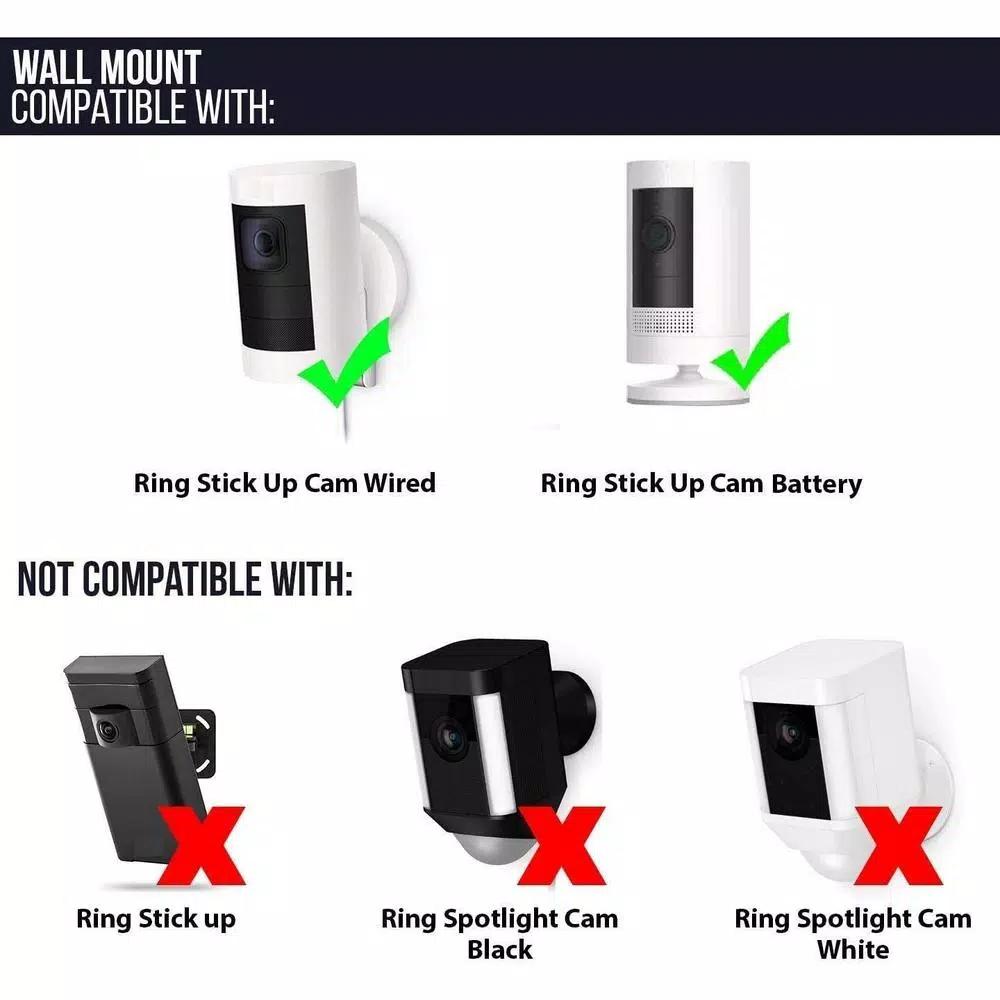Wasserstein Adjustable Metal Wall and Ceiling Mount for Ring Stick Up Cam Battery and Wired