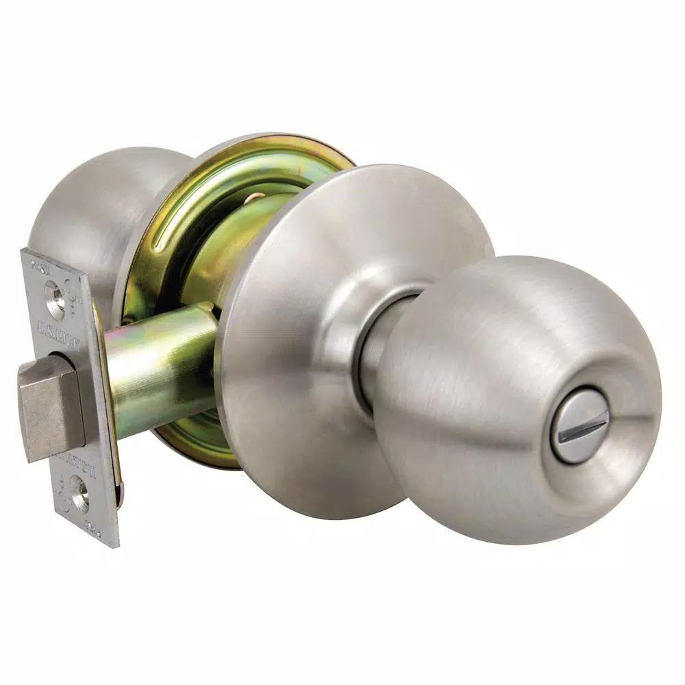 US Lock 2010 GR2 Privacy Ball Door Knob, US32D Brushed Stainless, 2-3/8 in. Backset
