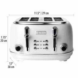 Haden Heritage 4-Slice Retro Wide Slot Toaster, 1500W, White thumbnail 6