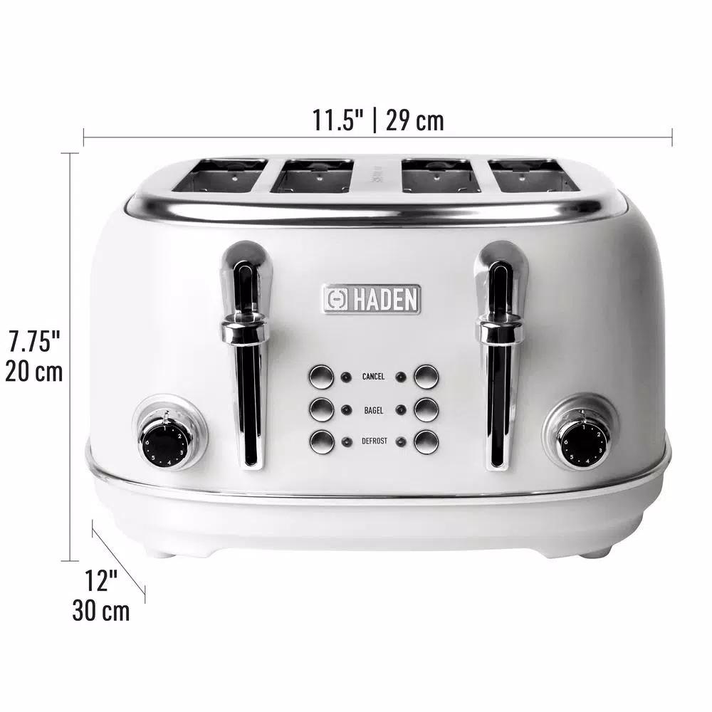 Haden Heritage 4-Slice Retro Wide Slot Toaster, 1500W, White