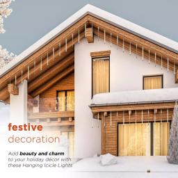 Alpine Corporation Hanging Icicle Lights, Chasing Warm White LED, 540 Count thumbnail 6