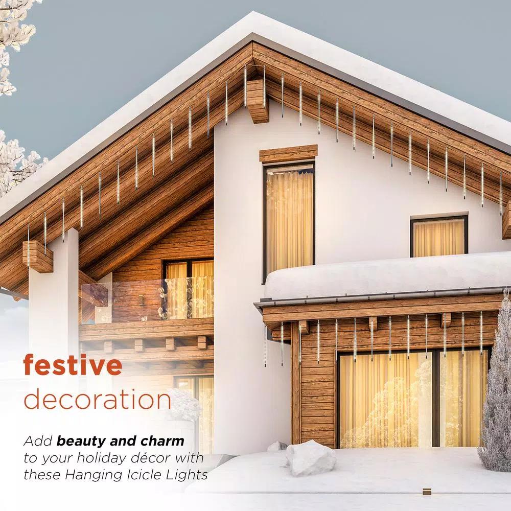 Alpine Corporation Hanging Icicle Lights, Chasing Warm White LED, 540 Count