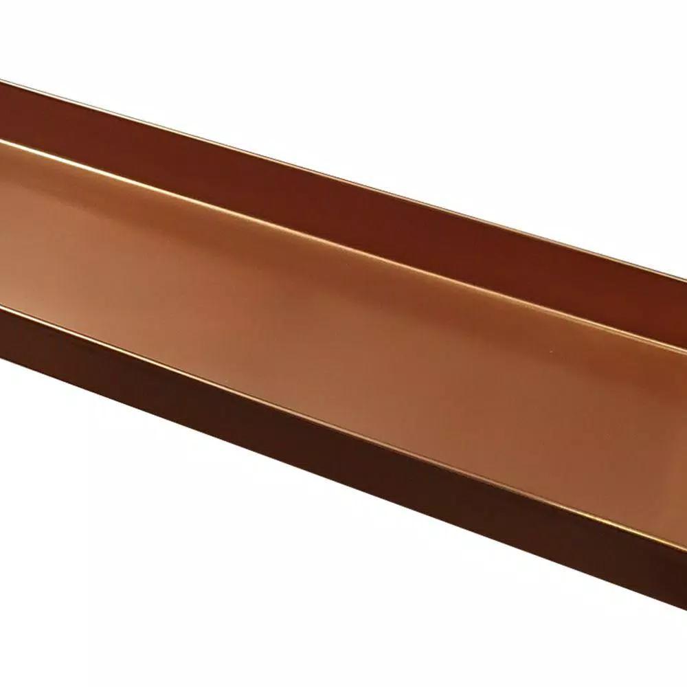 Benjara 29 in. Copper Rectangular Metal Decorative Plant Tray with Trim Edges