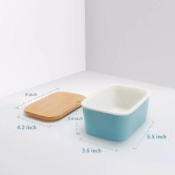Sweese Large Porcelain Butter Dish with Beech Wood Lid - Turquoise thumbnail 2