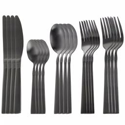 Megachef Cravat 20-Piece Matte Black Flatware Set, 18/10 Stainless Steel Silverware Service for 4 thumbnail 4