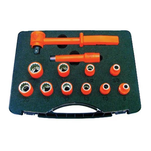 Jameson 1000V Insulated 3/8 in. Drive Combination Socket Set, 12-Piece