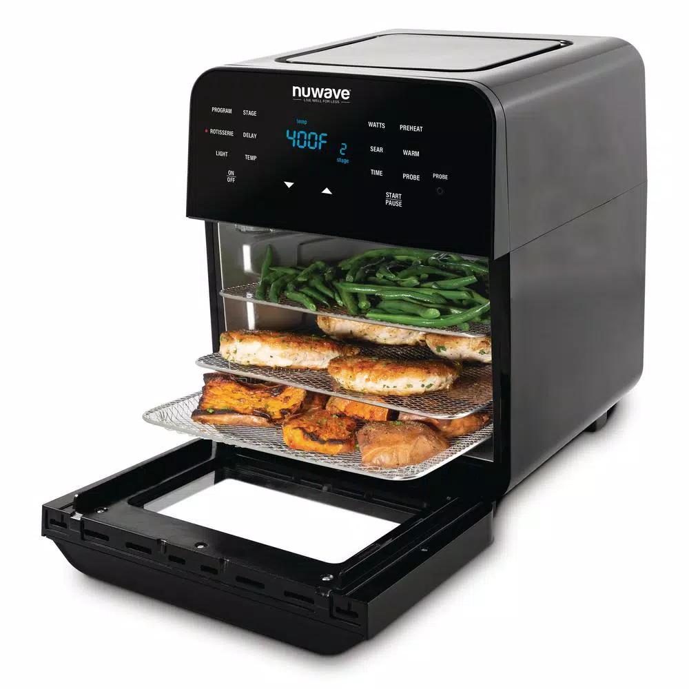 NuWave Brio 14 Qt. Digital Air Fryer with Integrated Temperature Probe and 100 Pre-Programmed Recipes
