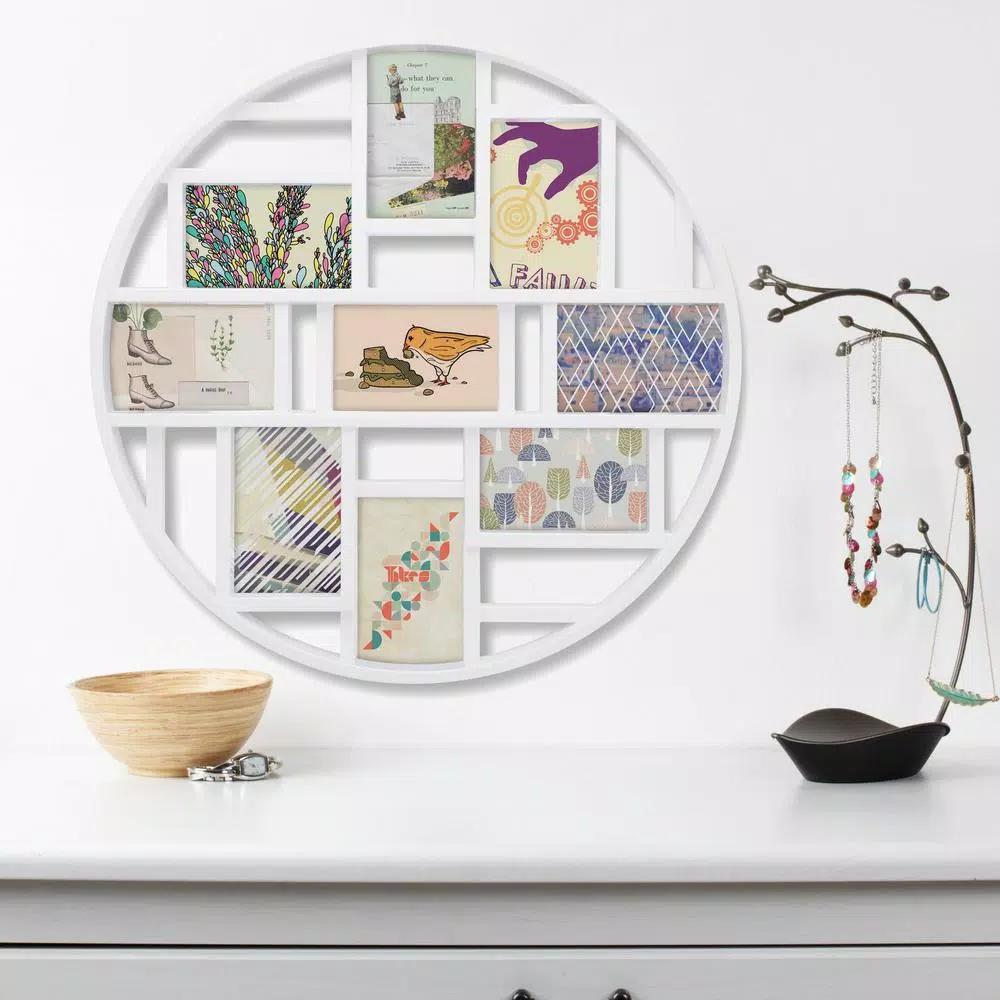 Umbra Luna White Multi-Opening Collage Picture Frame, Holds 9 Photos