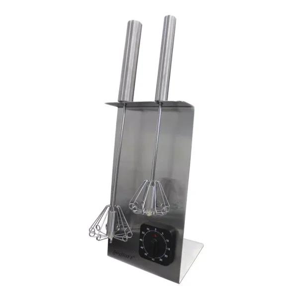 BergHOFF 2-Piece Silver Stainless Steel Whisk Set with Storage Stand and Free Timer