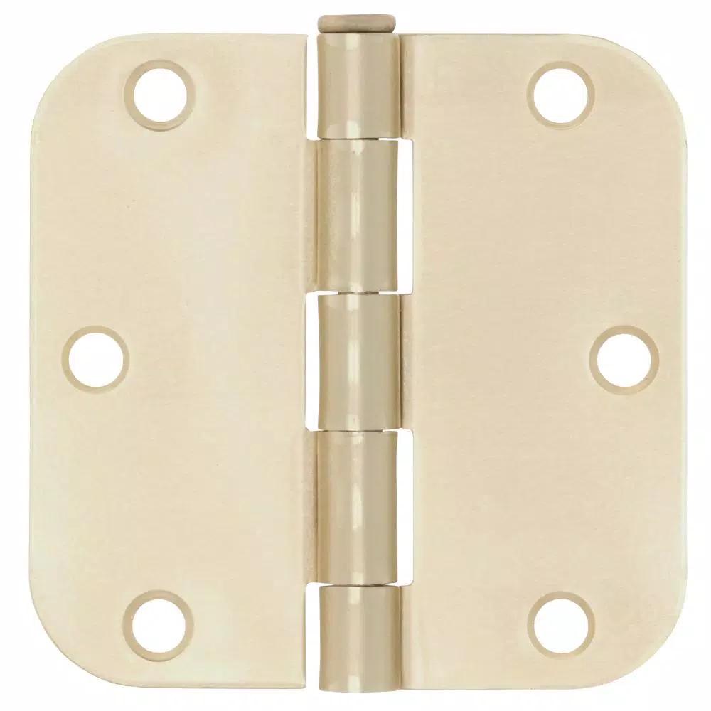 Everbilt 3-1/2 in. x 5/8 in. Radius Satin Brass Steel Butt Door Hinge, 24-Pack