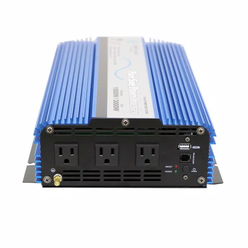 AIMS Power 1500W Pure Sine Wave Inverter, 12V DC to 120V AC, ETL Listed