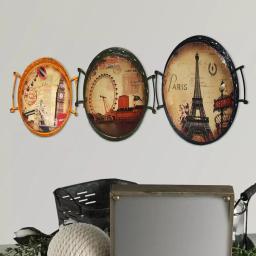 Benjara Brown Metal Oval Serving Tray Set of 3 with Handles - Modern Urban Print thumbnail 3