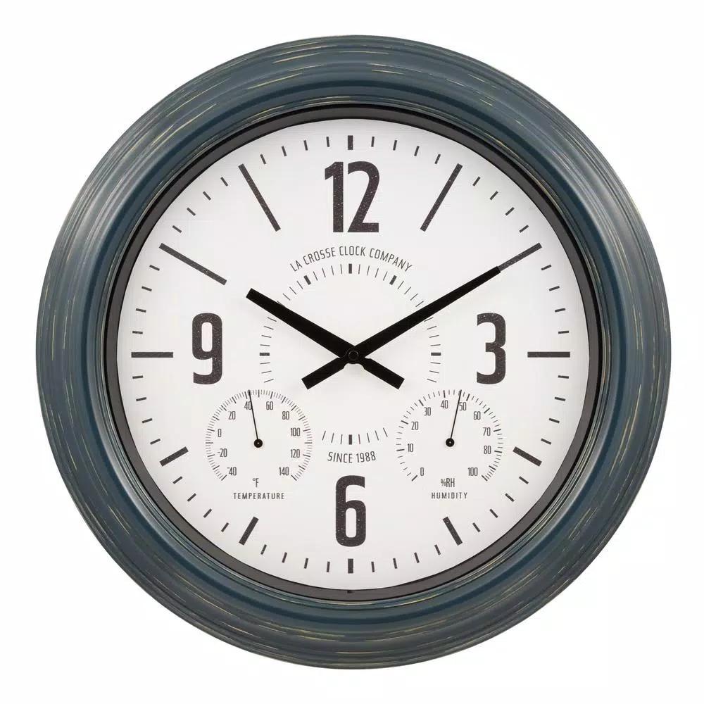 La Crosse Technology La Crosse Clock Company 18 in. Hamilton Metal Analog Quartz Indoor/Outdoor Wall Clock