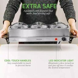 Ovente 1.5 Qt. Stainless Steel Electric Buffet Server Warming Tray with Adjustable Temperature Control thumbnail 4