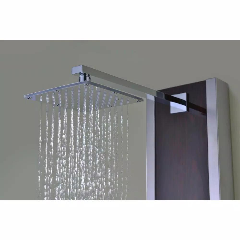 ANZZI 57 in. Monsoon Full Body Shower Panel System with Mahogany Deco-Glass & Chrome Trim