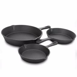 General Store Addlestone 3-Piece Cast Iron Skillet Set, Pre-Seasoned Black Cookware thumbnail 1