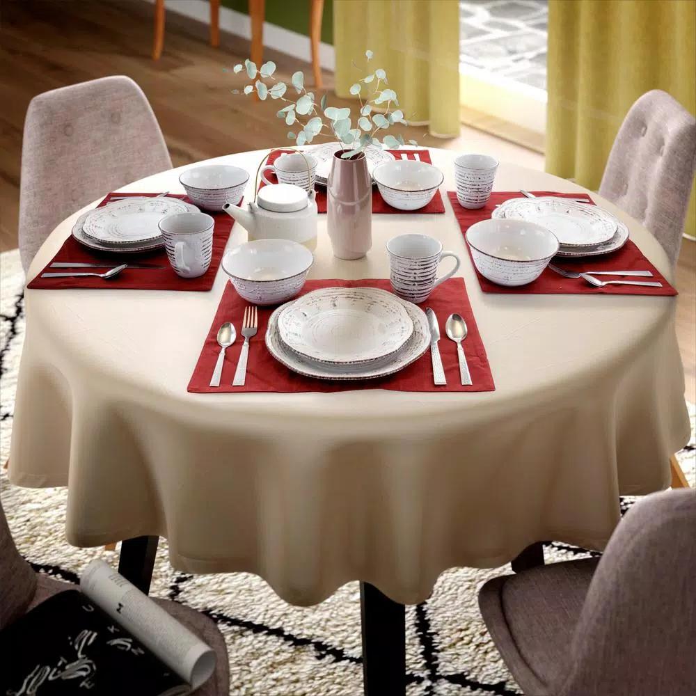 Elama Rustic Birch 16-Piece Stoneware Dinnerware Set, Service for 4