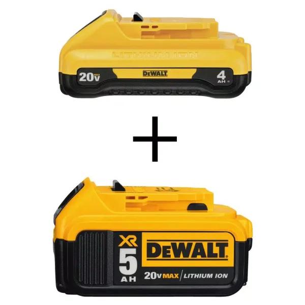 DEWALT 20V MAX Lithium-Ion 4.0 Ah Compact Battery and 5.0 Ah Battery Combo