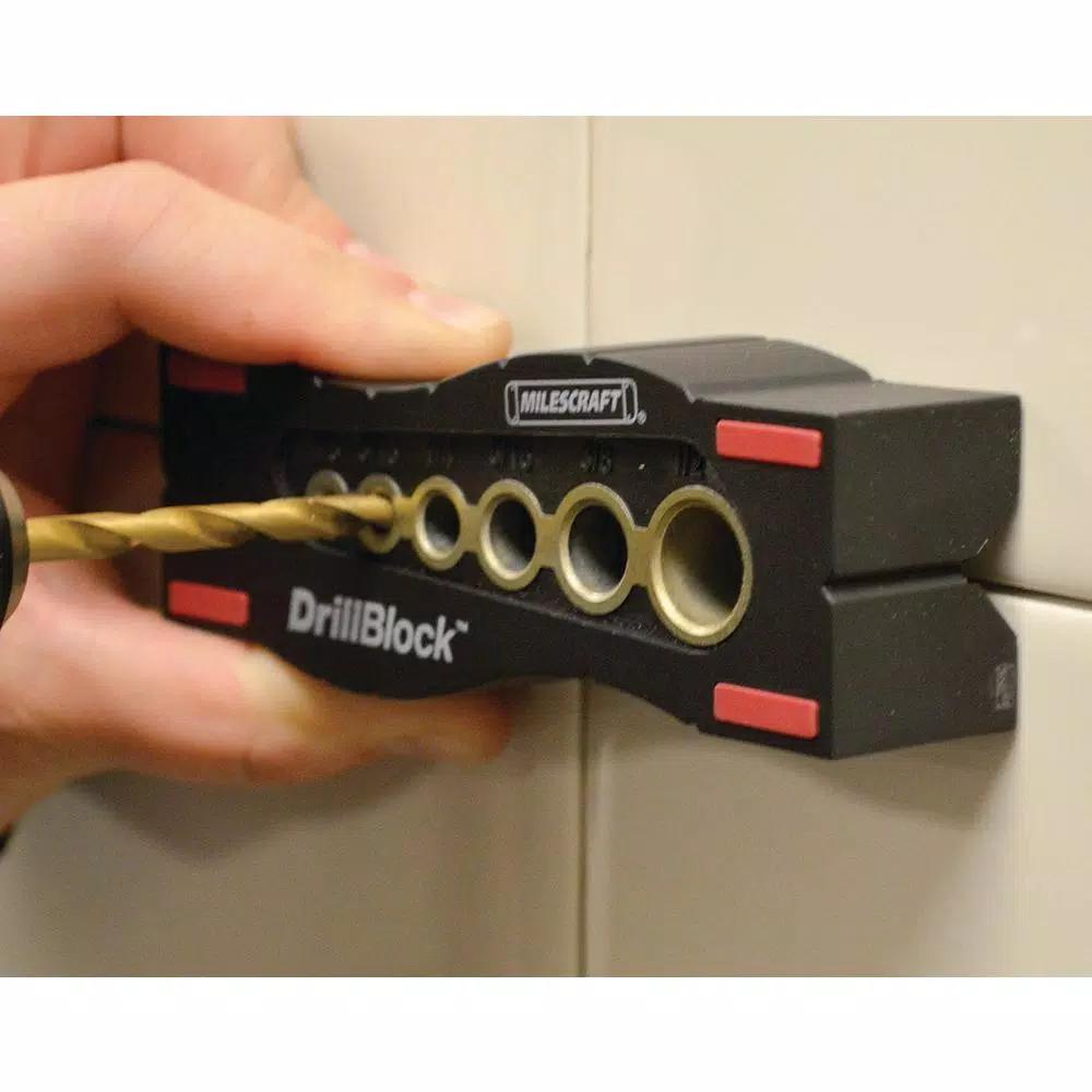 Milescraft Precise Drilling Bundle: DrillBlock Guide, Brad Point Bit Set, and Drill Stop Set