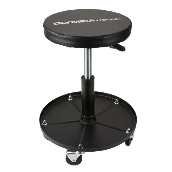 OLYMPIA Tools Heavy-Duty Adjustable Mechanic's Roller Seat with Tool Tray