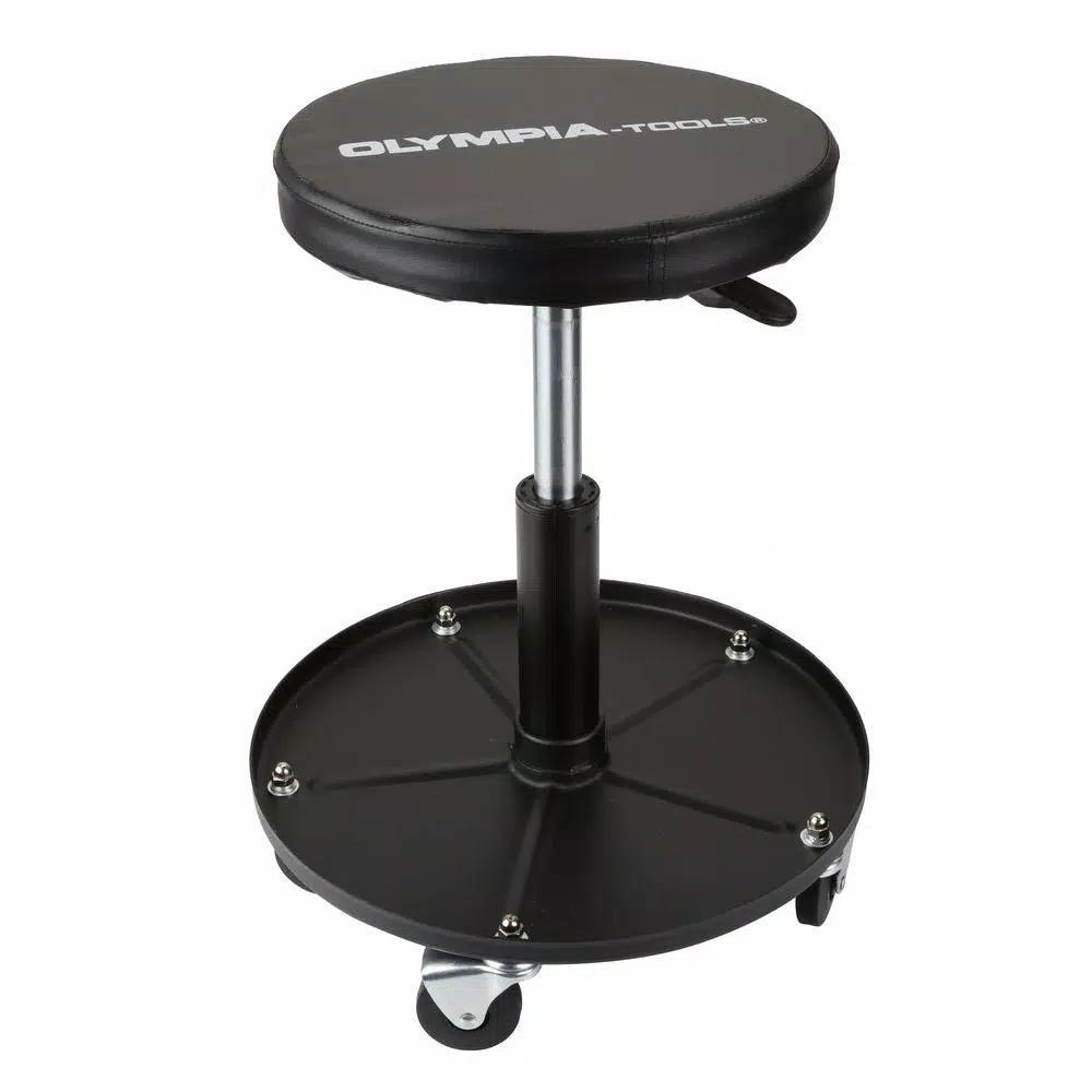 OLYMPIA Tools Heavy-Duty Adjustable Mechanic's Roller Seat with Tool Tray