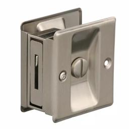 Prime-Line Satin Nickel Pocket Door Privacy Lock and Pull, Reversible Design thumbnail 2