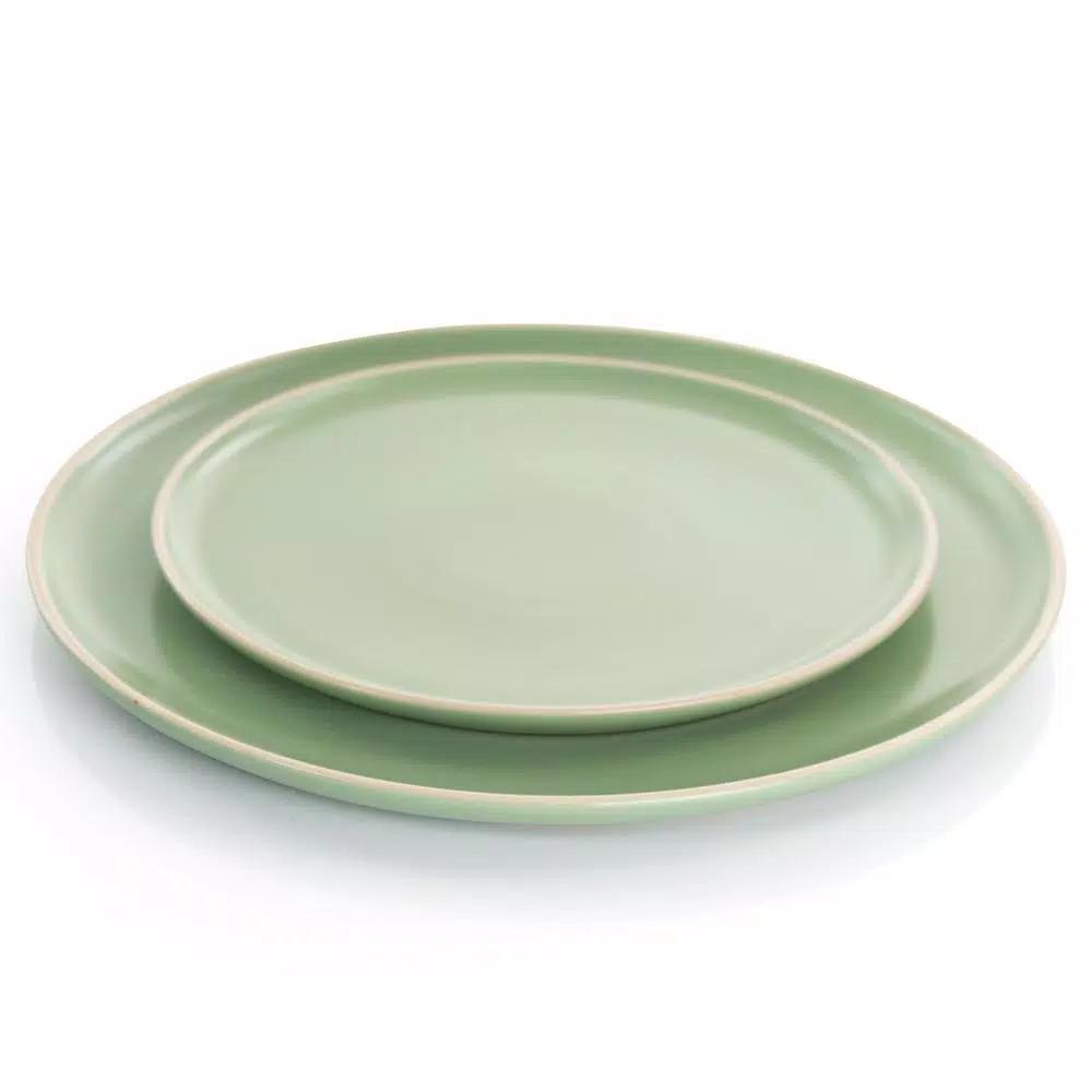 GIBSON elite Gibson Serenade 16-Piece Green Round Stoneware Dinnerware Set