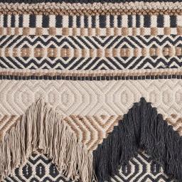 LR Home Trellis Beige and Charcoal Geometric Braided Fringed Wall Tapestry thumbnail 3