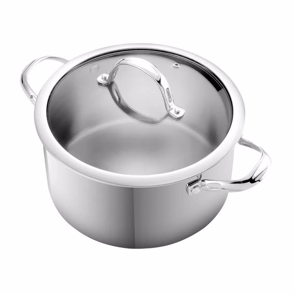 Cooks Standard 6 Qt. Stainless Steel Stock Pot with Tempered Glass Lid