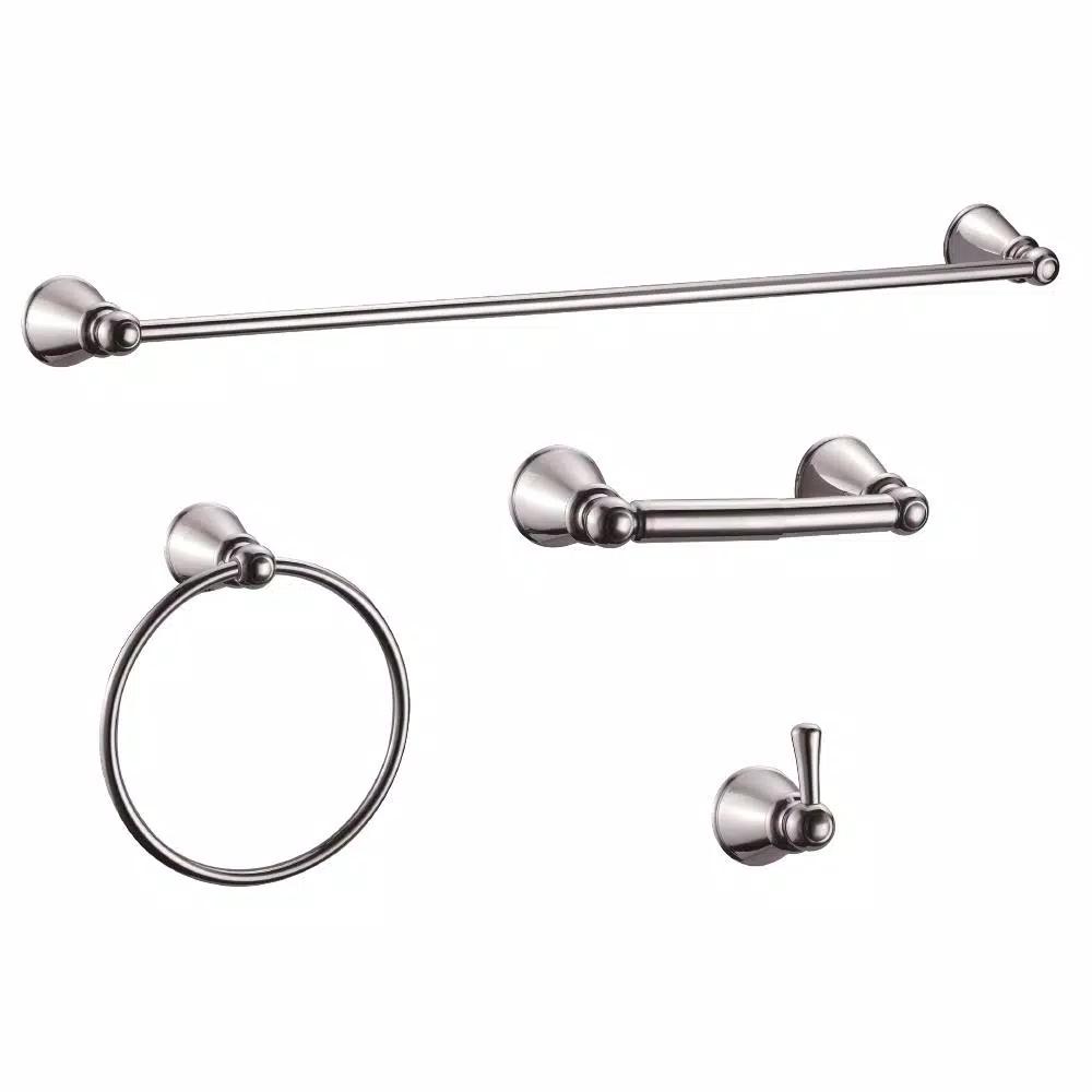 Design House Kassel 4-Piece Polished Chrome Bathroom Hardware Accessory Kit