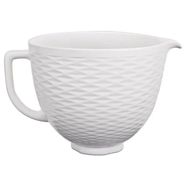 KitchenAid 5 Qt. White Chocolate Textured Ceramic Mixing Bowl for Tilt-Head Stand Mixers