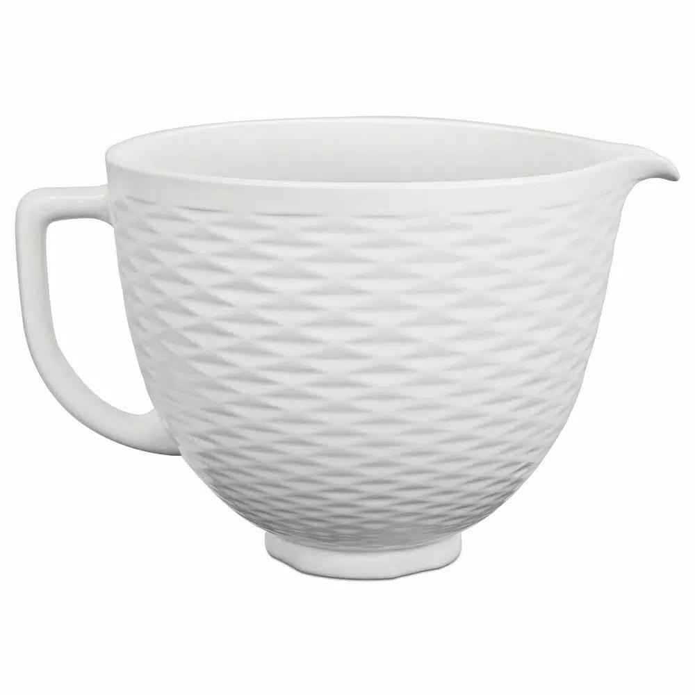 KitchenAid 5 Qt. White Chocolate Textured Ceramic Mixing Bowl for Tilt-Head Stand Mixers