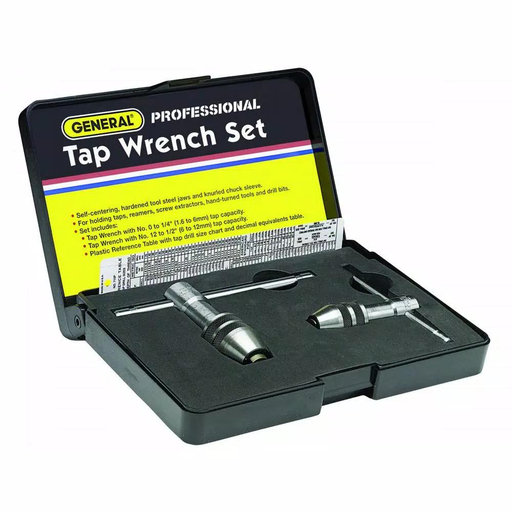 General Tools 167 Professional Tap Wrench Set, 2-Piece Set for #0 to 1/2 in. Taps