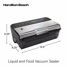Hamilton Beach NutriFresh Vacuum Sealer with Liquid Sealing, Date Coder, and Starter Kit - Black/Silver thumbnail 2