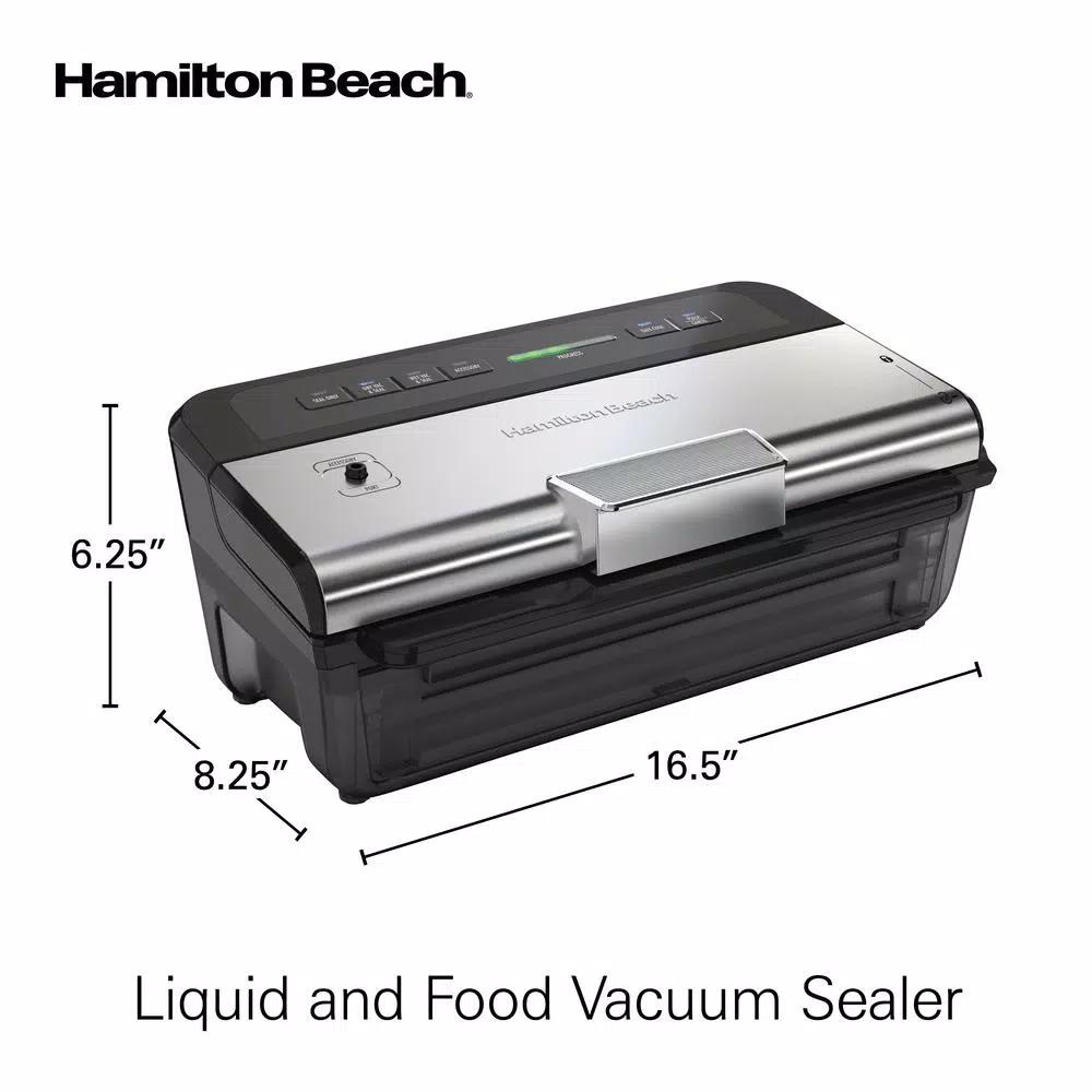 Hamilton Beach NutriFresh Vacuum Sealer with Liquid Sealing, Date Coder, and Starter Kit - Black/Silver
