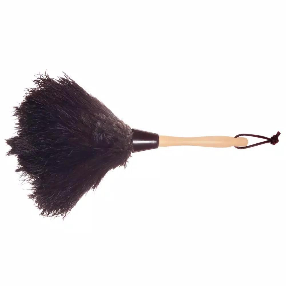 Wool Shop 13 in. Natural Ostrich Feather Duster with Contoured Wooden Handle