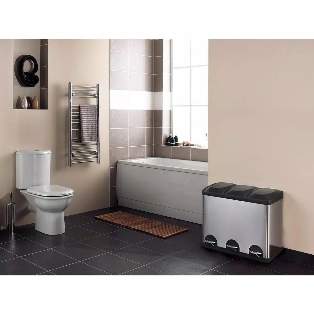 Step N' Sort 12 Gal. 3-Compartment Stainless Steel Trash Can and Recycling Bin with Step Pedals