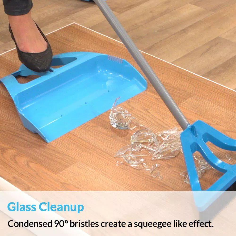 WISP 5-Piece Cleaning Set: Telescoping 90° Angled Broom, Foot-Operated Dustpan, and Mini Brush Set - Gray