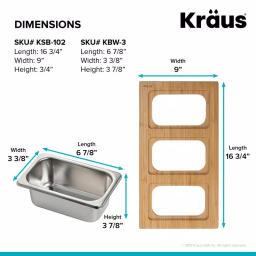 KRAUS Workstation Kitchen Sink Accessory Set: Bamboo Serving Board & 3 Stainless Steel Prep Bowls thumbnail 7