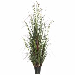 Vickerman 24 in. Artificial Eucalyptus and Green Grass Potted Plant in Black Insertable Pot thumbnail 2