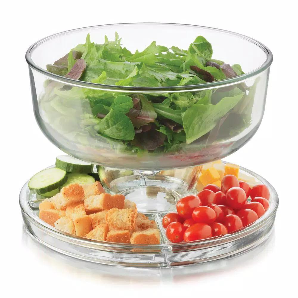 Libbey Selene 2-Piece 6-in-1 Versatile Glass Server and Appetizer Tray Set