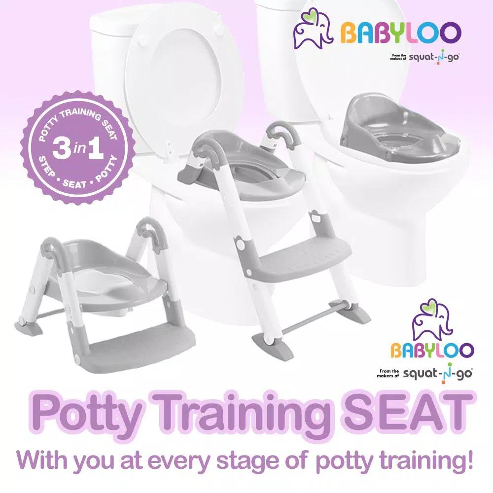 Babyloo Bambino 3-in-1 Convertible Toddler Potty Trainer and Step Stool - Gray