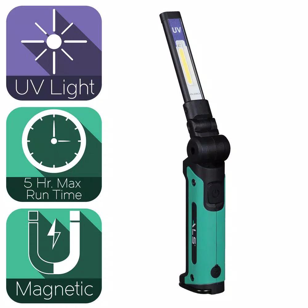 Advanced Lighting Systems ALS 200 Lumens LED Rechargeable Ultra-Thin Foldable Work Light with UV Inspection Mode