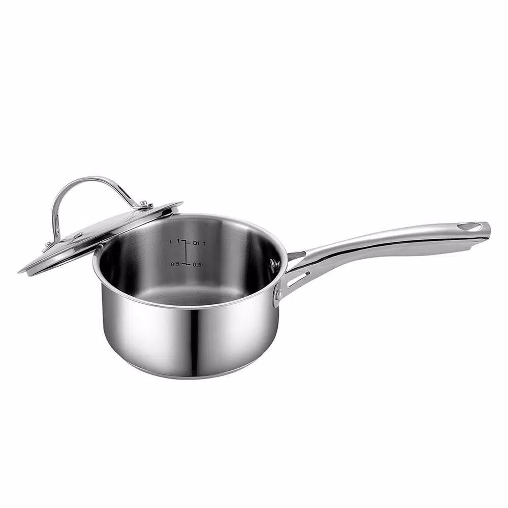 Cooks Standard 1.5 Qt. Stainless Steel Saucepan with Tempered Glass Lid