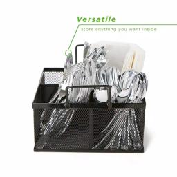 Mind Reader 4-Section Black Mesh Cutlery Caddy, Stainless Steel Flatware Organizer for Countertops thumbnail 3