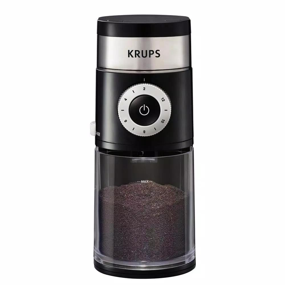 Krups GX5000 Professional Burr Coffee Grinder, 8 oz. Black Stainless Steel with 9 Grind Settings