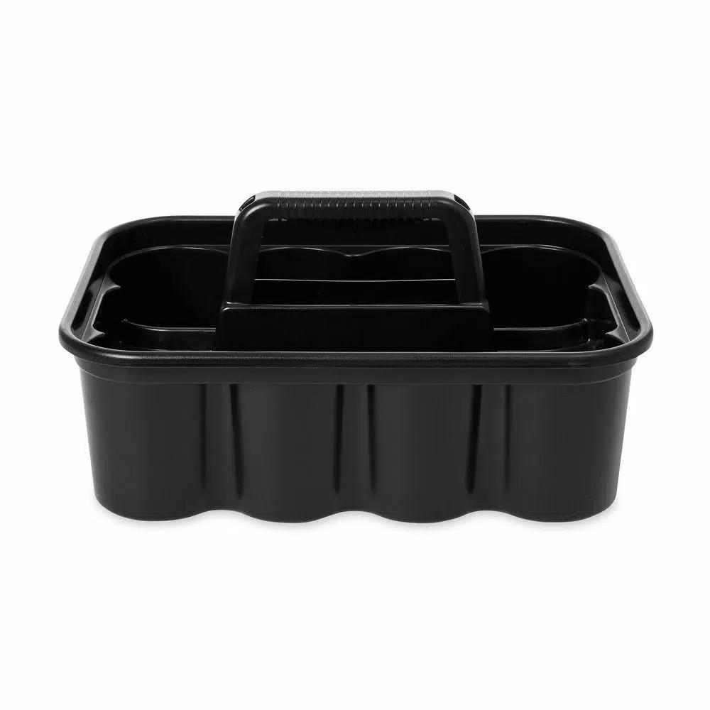 Rubbermaid Commercial Products Rubbermaid Deluxe Black Plastic Carry Caddy for Cleaning Supplies and Tools
