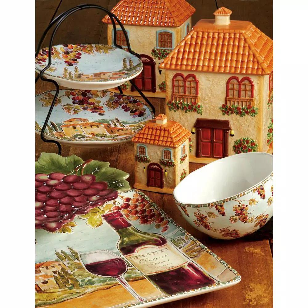Certified International Tuscan Breeze 14 in. Rectangular Ceramic Platter, Multi-Colored
