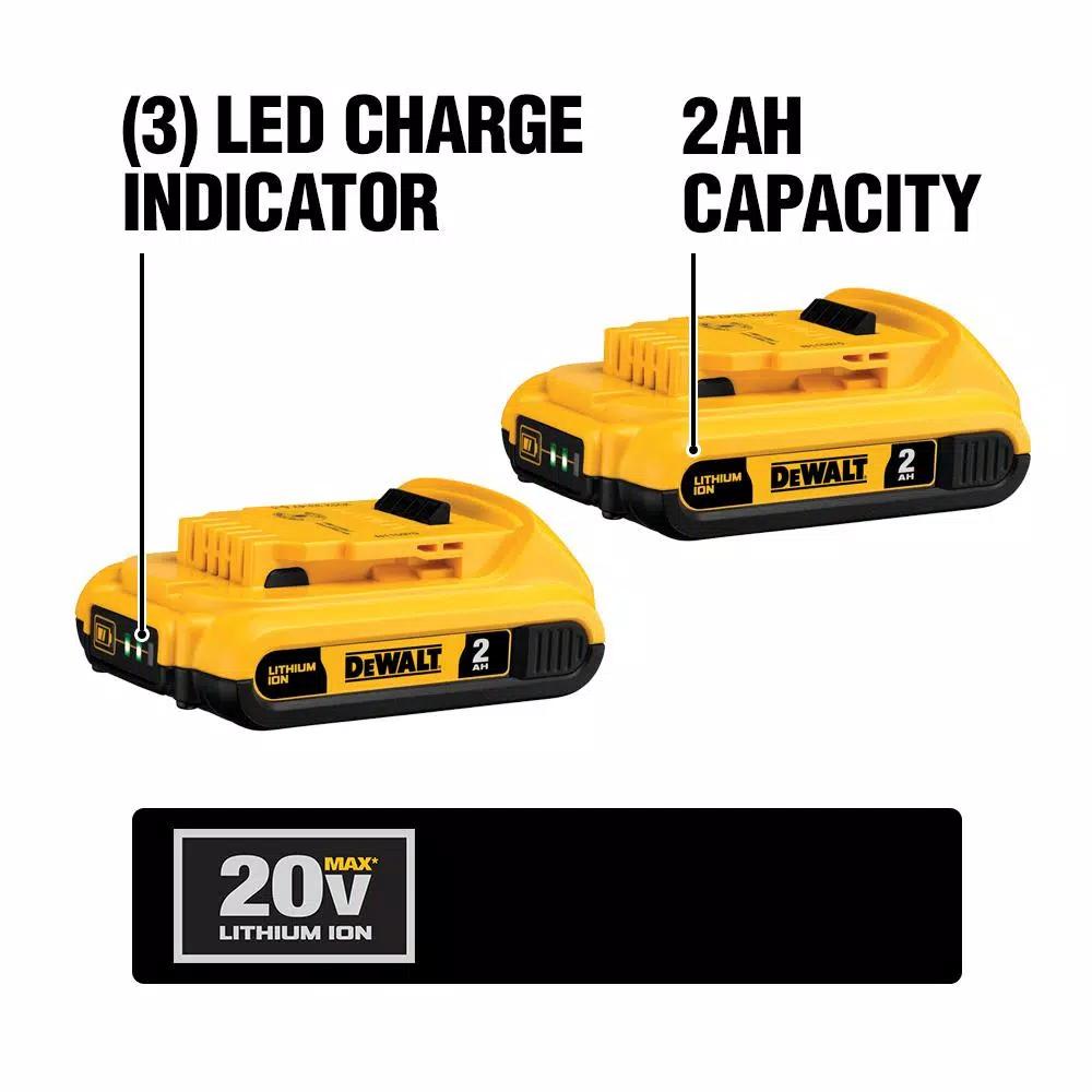 DEWALT 20V MAX ATOMIC Brushless 1/2 in. Compact Drill/Driver Kit with (2) 2.0Ah Batteries and Charger